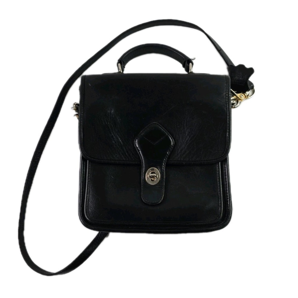 Vintage Wilsons Leather Crossbody Messenger Bag Black Rrtro 9 X 9 - Picture 1 of 6